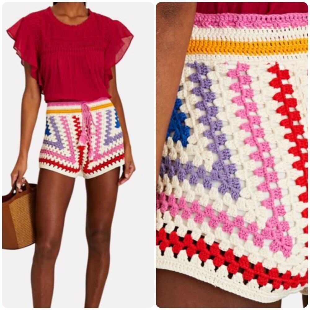Crochet Multicolor High-Waist Women's Shorts